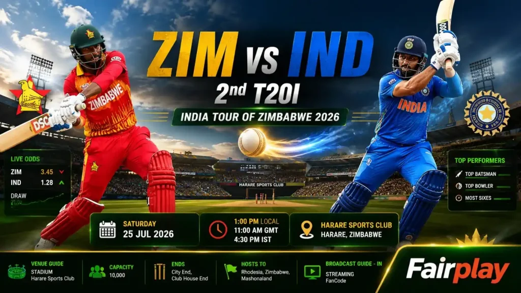 Fairplay ZIM vs IND 2nd T20I Prediction 2026 match preview at Harare Sports Club