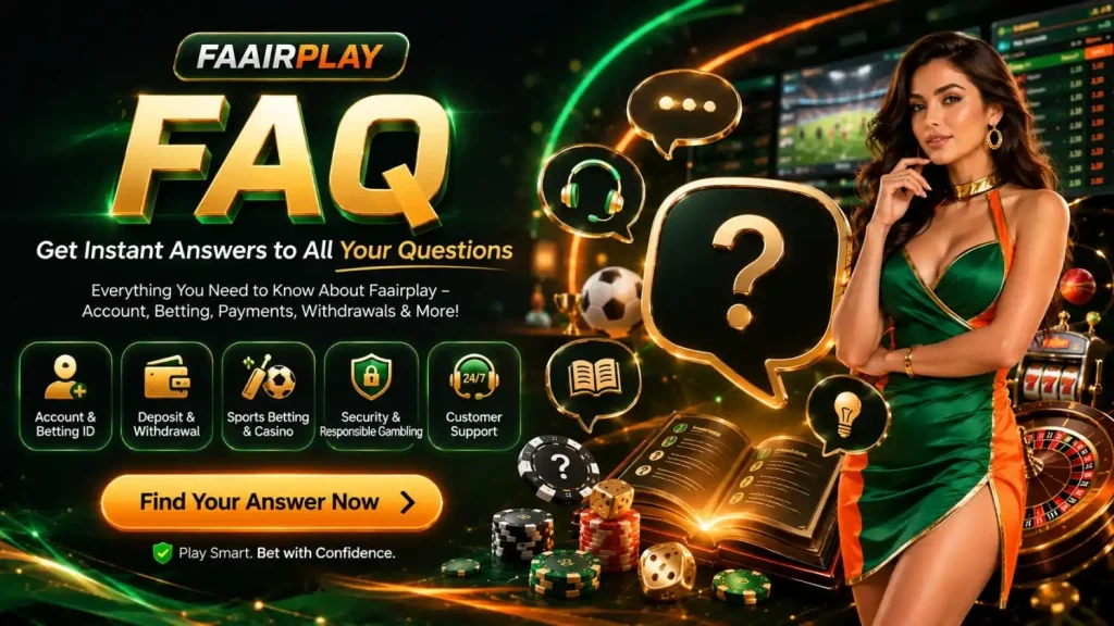 Fairplay FAQ banner with betting, casino, payments, withdrawals, and customer support information
